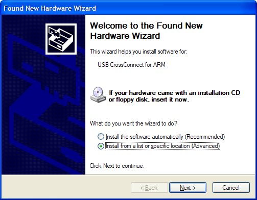 Installation screenshot 3 showing Welcome to the Found new hardware wizard installer.